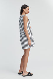 Sleeveless Organic Cotton Maternity Dress (White/Black Stripe) 10