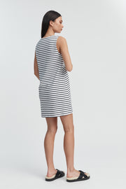 Sleeveless Organic Cotton Maternity Dress (White/Black Stripe) 11