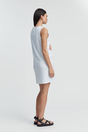 Sleeveless Organic Cotton Maternity Dress (White/Pale Blue Stripe) 7