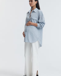 Soft 100% Cotton Maternity Stripe Shirt 1