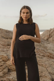 Soft Maternity Knit Tank (Black) 1