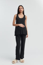 Soft Maternity Pointelle PJ Pant (Black) 1