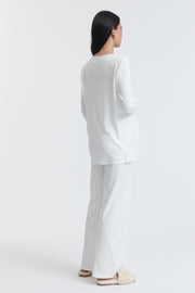 Soft Maternity Pointelle PJ Pant (White) 6