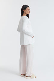 Soft Maternity Pointelle PJ Shirt (White) 11