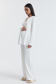 Soft Maternity Pointelle PJ Shirt (White) 2