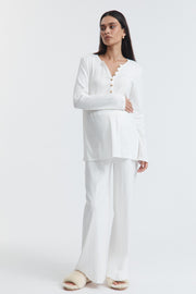 Soft Maternity Pointelle PJ Shirt (White) 7