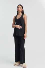 Soft Maternity Pointelle PJ Tank (Black) 4