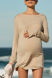 Soft Merino/Tencel LS Dress (Taupe) 11