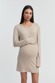 Soft Merino/Tencel LS Dress (Taupe) 2