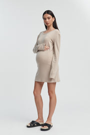 Soft Merino/Tencel LS Dress (Taupe) 3