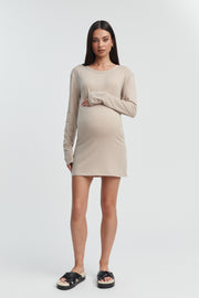 Soft Merino/Tencel LS Dress (Taupe) 4