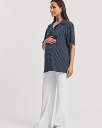 Soft & Stretch Maternity Tee (Navy Stripe) 1