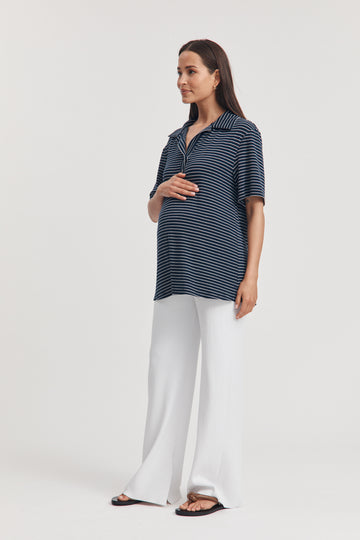 Soft & Stretch Maternity Tee (Navy Stripe) 1