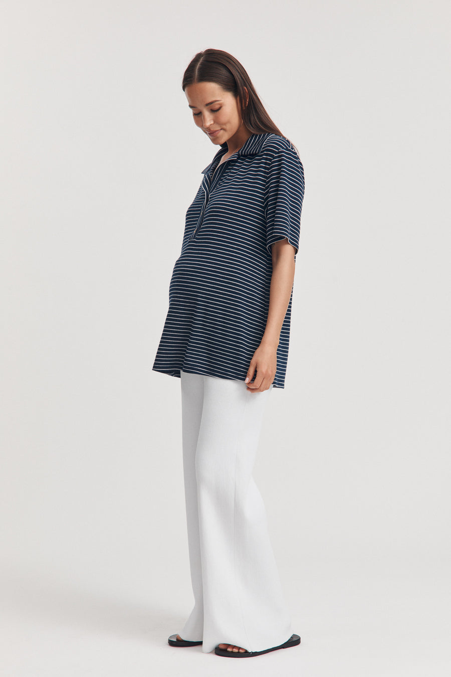 Soft & Stretch Maternity Tee (Navy Stripe) 2