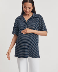 Soft & Stretch Maternity Tee (Navy Stripe) 3