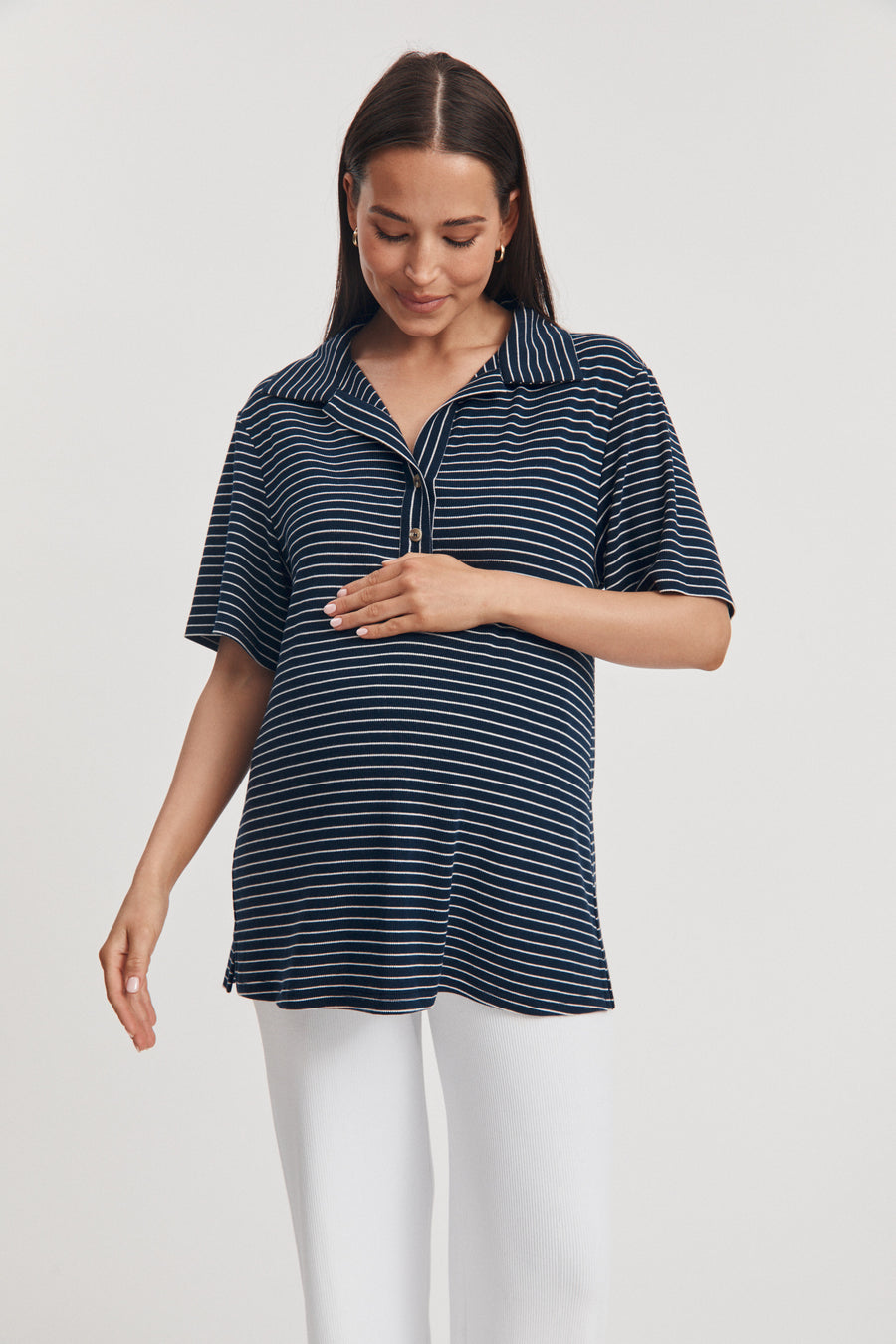 Soft & Stretch Maternity Tee (Navy Stripe) 3