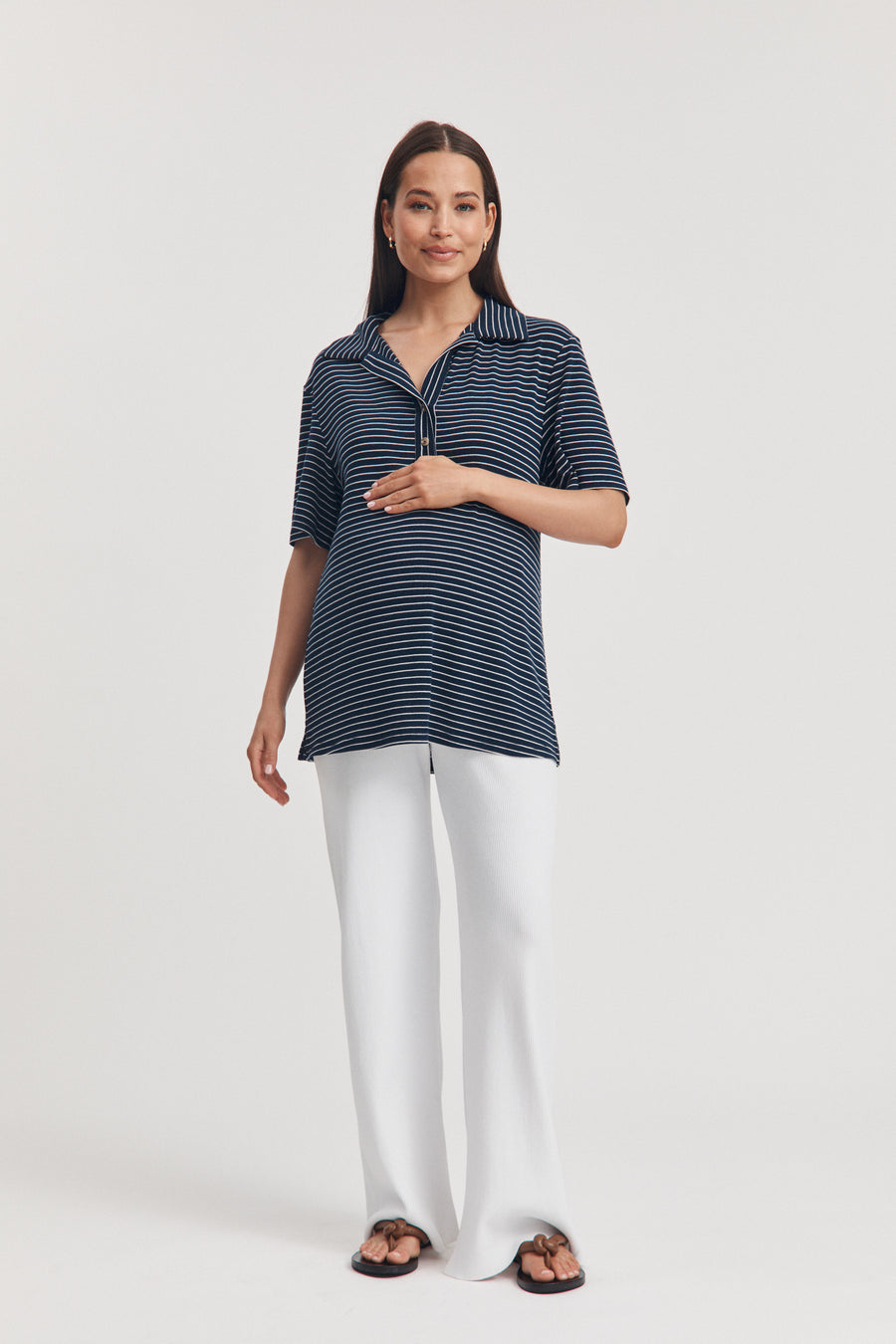 Soft & Stretch Maternity Tee (Navy Stripe) 4