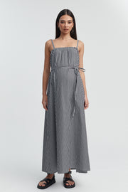 Strapless Relaxed Maternity Dress (Black/Ivory Stripe) 10