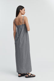 Strapless Relaxed Maternity Dress (Black/Ivory Stripe) 12