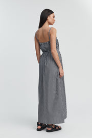 Strapless Relaxed Maternity Dress (Black/Ivory Stripe) 13
