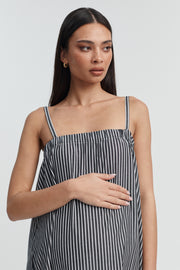 Strapless Relaxed Maternity Dress (Black/Ivory Stripe) 2