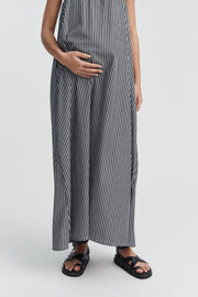 Strapless Relaxed Maternity Dress (Black/Ivory Stripe) 5