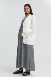 Strapless Relaxed Maternity Dress (Black/Ivory Stripe) 9