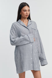 Stripe Maternity Sleep Dress (White/Navy) 3