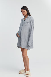 Stripe Maternity Sleep Dress (White/Navy) 5