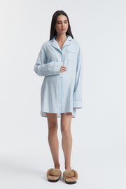 Stripe Maternity Sleep Dress (White/Ocean) 4