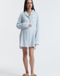 Stripe Maternity Sleep Dress (White/Ocean) 4