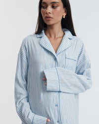Stripe Maternity Sleep Dress (White/Ocean) 6