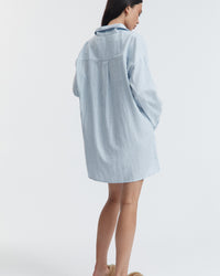 Stripe Maternity Sleep Dress (White/Ocean) 8