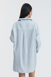 Stripe Maternity Sleep Dress (White/Ocean) 9