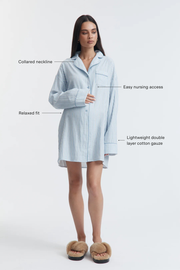 Stripe Sleep Dress (White/Ocean) - LÉGOE HERITAGE