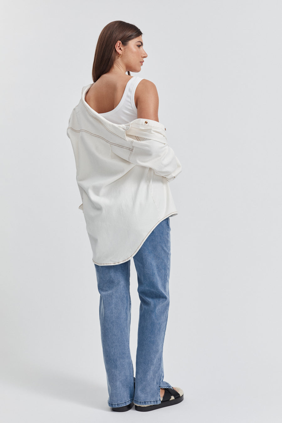 Maternity Cotton Rib Bodysuit (White) 8