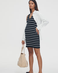 Summer Maternity Dress (Navy Stripe) 2