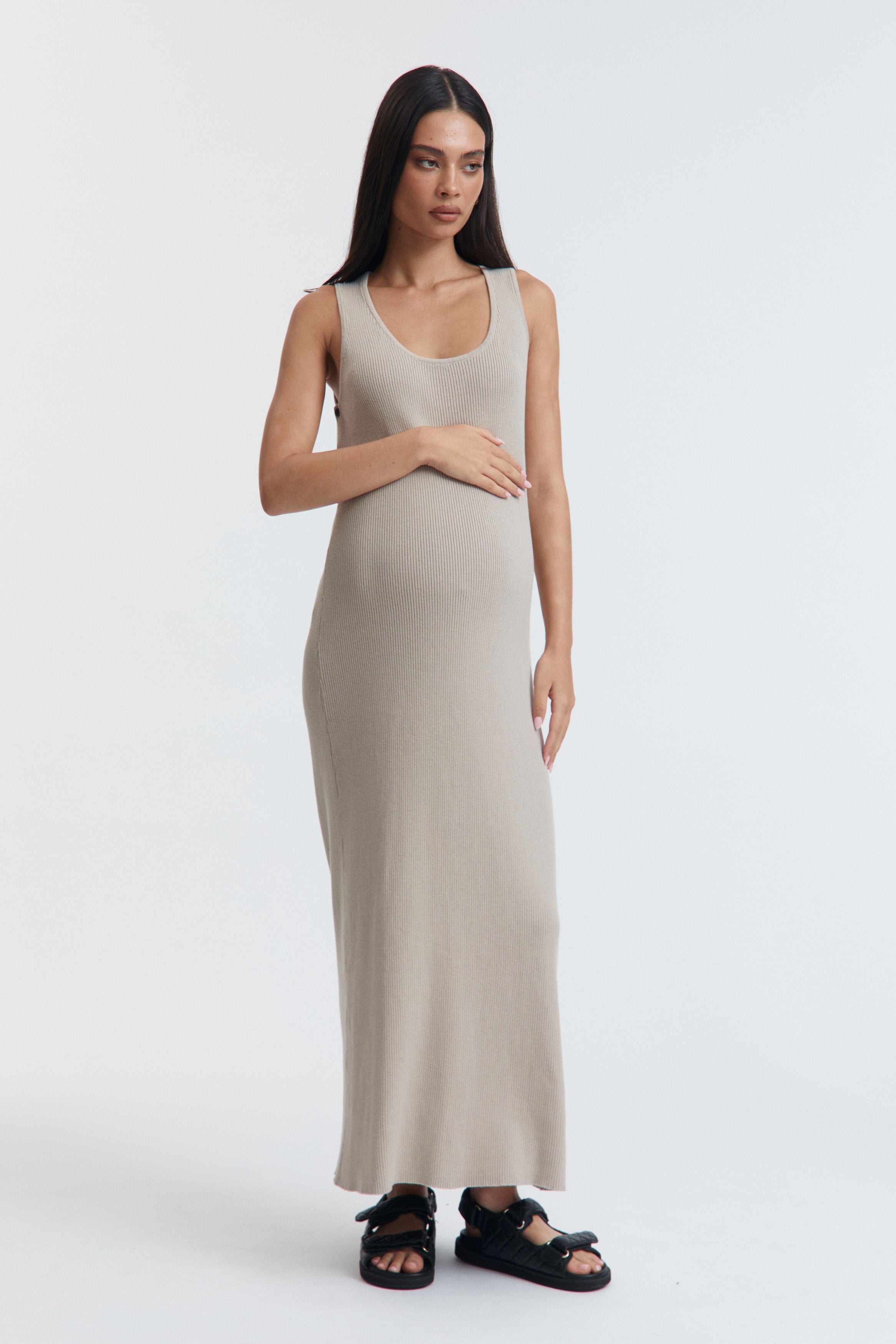 Stylish Baby Shower Dress (Pebble) 1