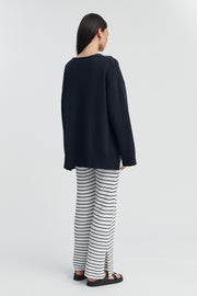 Stylish Breastfeeding Friendly V Neck Jumper (Navy) 9