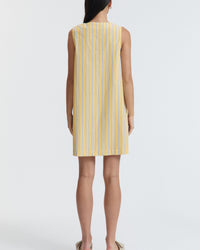 Stylish Cotton Button Down Maternity Dress (Lemon Stripe) 5