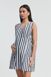 Stylish Cotton Summer Maternity Dress (Block Stripe) 4