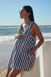 Stylish Cotton Summer Maternity Dress (Block Stripe) 8