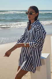 Stylish Cotton Summer Maternity Dress (Block Stripe) 9