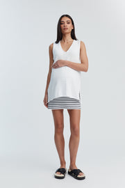 Stylish Maternity Cotton Knit Tank (Off White) 2