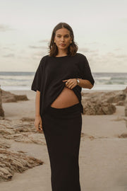 Stylish Maternity Cotton Knit Tee (Black) 1