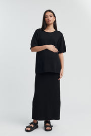 Stylish Maternity Cotton Knit Tee (Black) 5