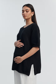 Stylish Maternity Cotton Knit Tee (Black) 6