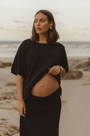 Stylish Maternity Cotton Knit Tee (Black) 7