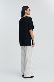 Stylish Maternity Cotton Knit Tee (Black) 8