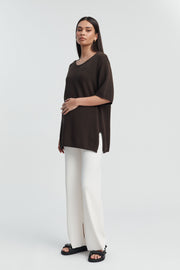 Stylish Maternity Cotton Knit Tee (Chocolate) 1